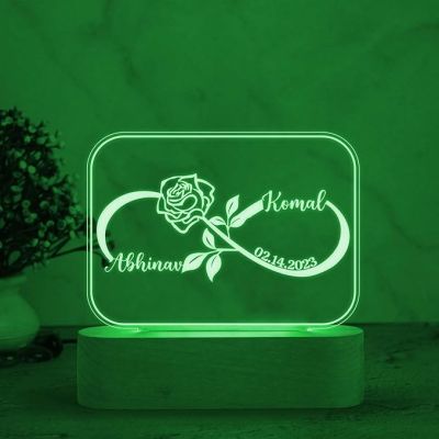 Personalized Infinity Symbol Led Night Lamp with Multicolored Light Gift for Couples Gift for Bhaiya Bhabhi Boyfriend Girlfriend Anniversary Gift for Husband & Wife