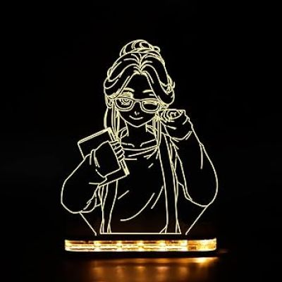 3D Illusion Anime Girl Led Night Lamp with Warm White Color Gifts for Doggy Lover