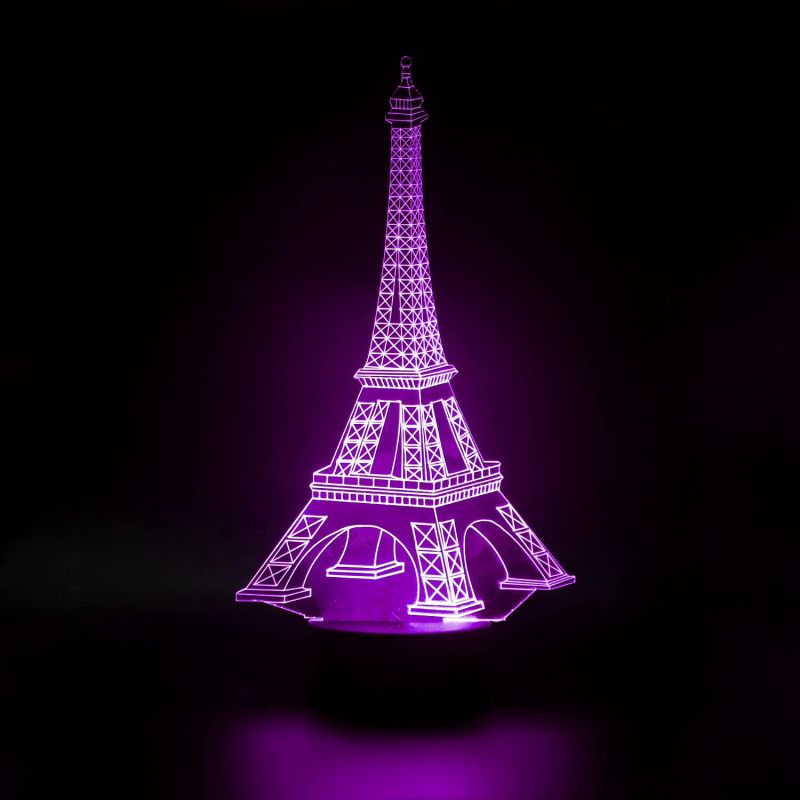 3D Eiffel Tower Led Night Lamp 16 Color Changing Light with Remote Control Gift for Birthday Circle Base