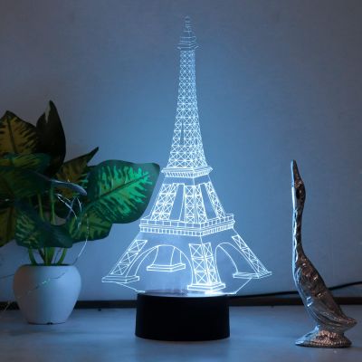 3D Eiffel Tower Led Night Lamp 16 Color Changing Light with Remote Control Gift for Birthday Circle Base