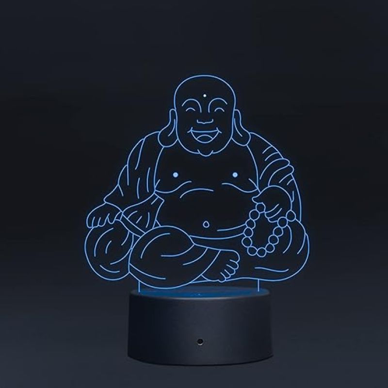 3D Laughing Buddha Led Night lamp 16 Color Changing Light with Remote Control Home Decor Lamp Circle Base