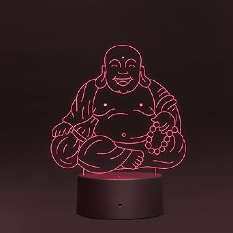 3D Laughing Buddha Led Night lamp 16 Color Changing Light with Remote Control Home Decor Lamp Circle Base