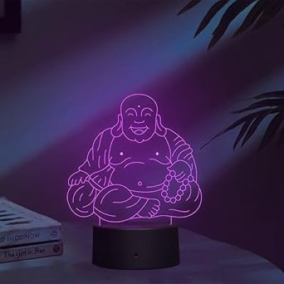 3D Laughing Buddha Led Night lamp 16 Color Changing Light with Remote Control Home Decor Lamp Circle Base