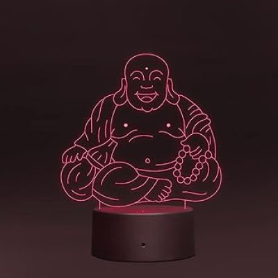 3D Laughing Buddha Led Night lamp 16 Color Changing Light with Remote Control Home Decor Lamp Circle Base
