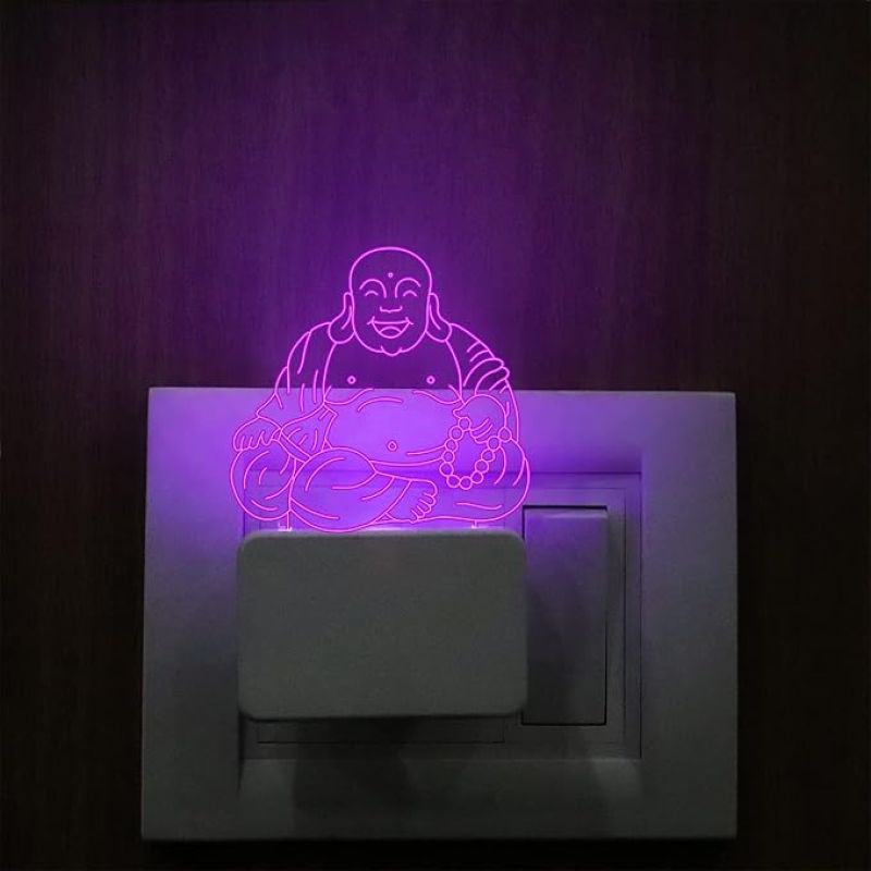 3D Laughing Buddha Plug Night Lamp with 7 Color Changing Light Home Decor