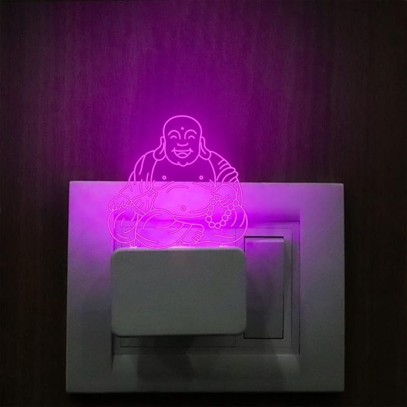 3D Laughing Buddha Plug Night Lamp with 7 Color Changing Light Home Decor