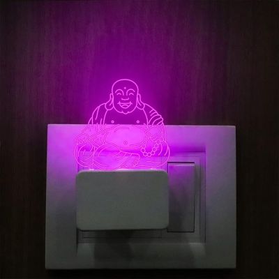 3D Laughing Buddha Plug Night Lamp with 7 Color Changing Light Home Decor