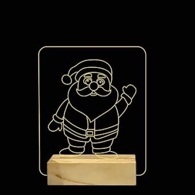 Santa Claus Night lamp with Warm White Color Gift for Christmas Wooden Base