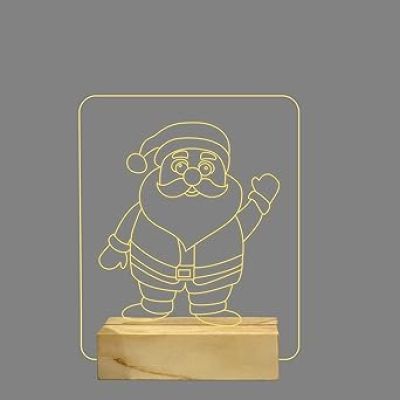 Santa Claus Night lamp with Warm White Color Gift for Christmas Wooden Base