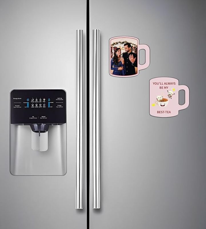 Customized Couple Photo Fridge Magnet with Cup Design Gift for Family, Friends, Marriage & Anniversary