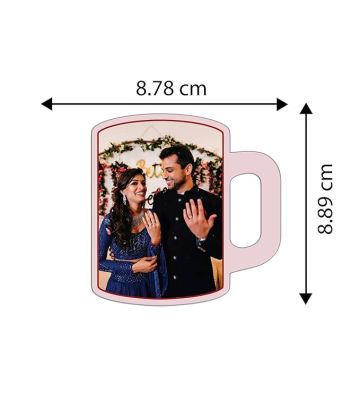 Customized Couple Photo Fridge Magnet with Cup Design Gift for Family, Friends, Marriage & Anniversary