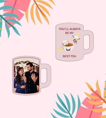 Customized Couple Photo Fridge Magnet with Cup Design Gift for Family, Friends, Marriage & Anniversary