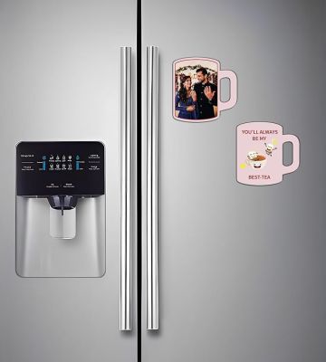 Customized Couple Photo Fridge Magnet with Cup Design Gift for Family, Friends, Marriage & Anniversary
