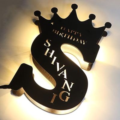 Customized Alphabet Name Wooden Led Night Lamp Gift for Birthday