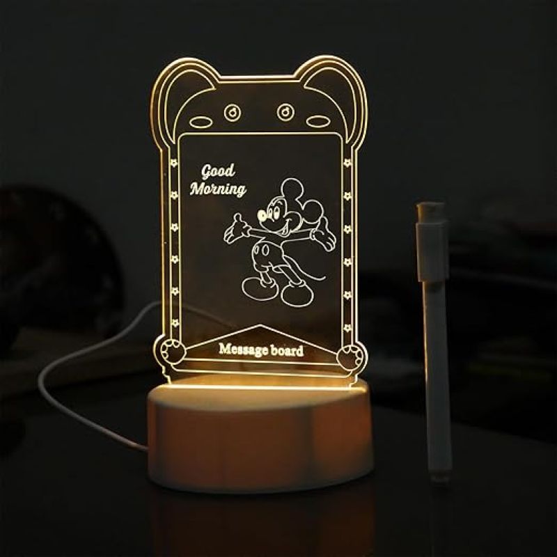 Teddy Shape Message Board Lamp with 1 Pen Notes, Drawing, Decoration & Rewrite Table Lamp