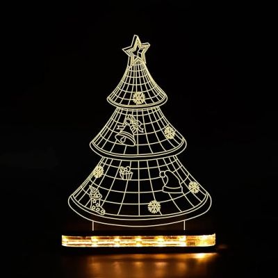 3D Illusion Christmas Tree Led Night lamp with Warm White Color Gift for Christmas