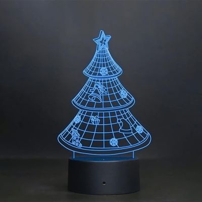 3D Illusion Christmas Tree Led Night lamp 16 Color Changing Light with Remote Control Gift for Christmas Circle Base