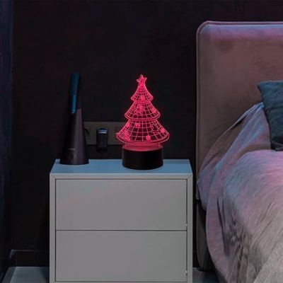3D Illusion Christmas Tree Led Night lamp 16 Color Changing Light with Remote Control Gift for Christmas Circle Base