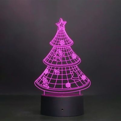 3D Illusion Christmas Tree Led Night lamp 16 Color Changing Light with Remote Control Gift for Christmas Circle Base
