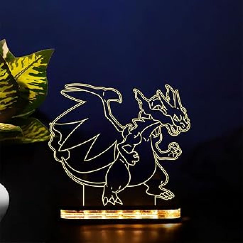 3D Illusion Charizard Ben10 Led Night lamp with Warm White Color Gift For Kids