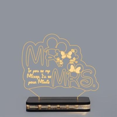 3D Illusion Mr and Mrs Led Night lamp with Warm White Color Gift for Husband Wife