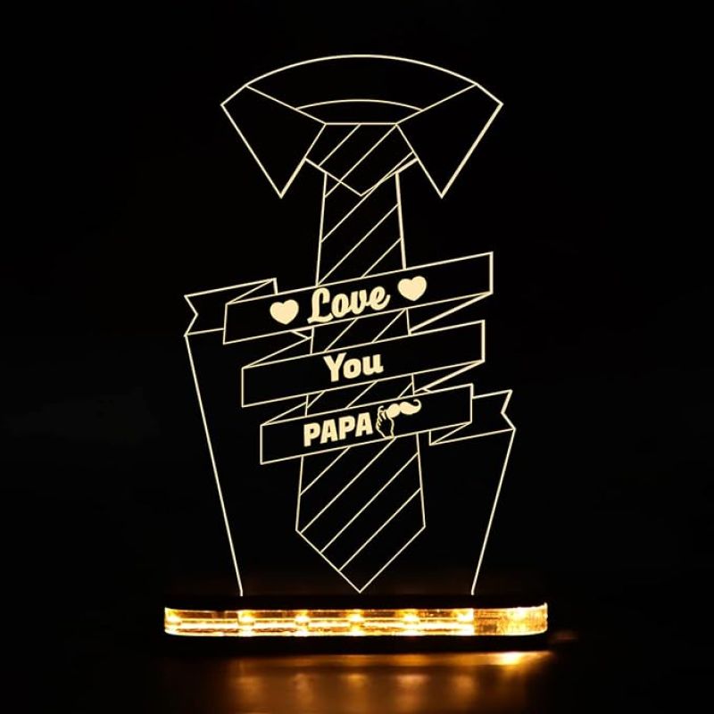 3D Illusion Love You Papa Led Night Lamp with Warm White Color Birthday Gift For Papa