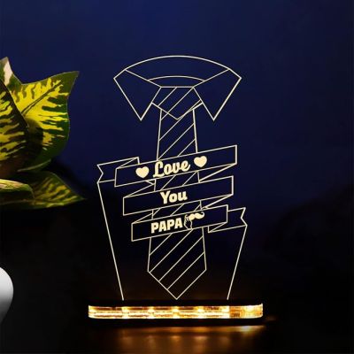 3D Illusion Love You Papa Led Night Lamp with Warm White Color Birthday Gift For Papa