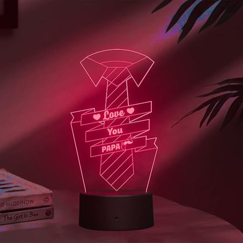 3D Illusion Love You Papa Led Night Lamp 16 Color Changing Light with Remote Control Birthday Gift For Papa Circle Base