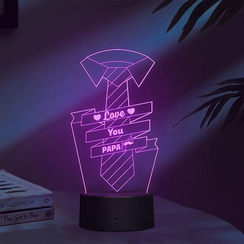 3D Illusion Love You Papa Led Night Lamp 16 Color Changing Light with Remote Control Birthday Gift For Papa Circle Base