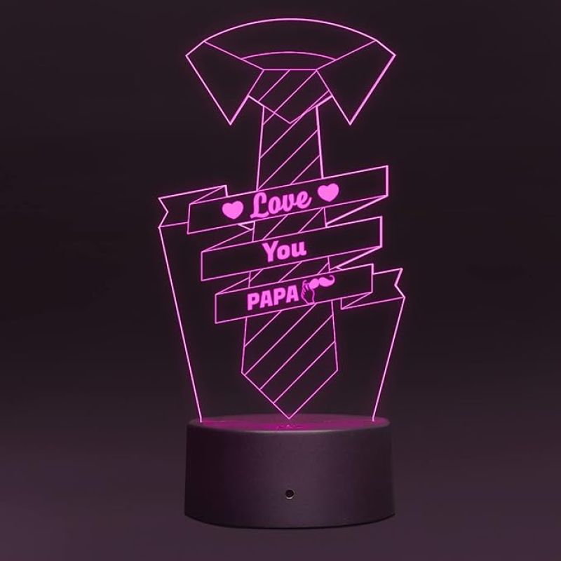 3D Illusion Love You Papa Led Night Lamp 16 Color Changing Light with Remote Control Birthday Gift For Papa Circle Base
