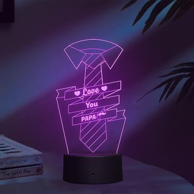 3D Illusion Love You Papa Led Night Lamp 16 Color Changing Light with Remote Control Birthday Gift For Papa Circle Base