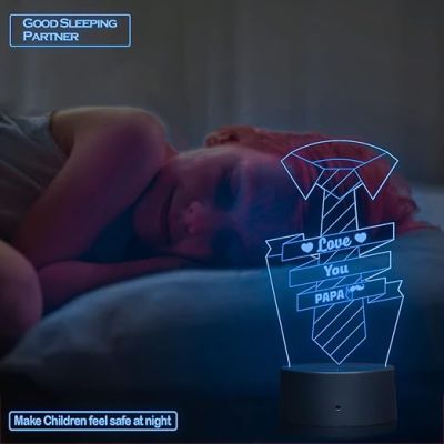 3D Illusion Love You Papa Led Night Lamp 16 Color Changing Light with Remote Control Birthday Gift For Papa Circle Base