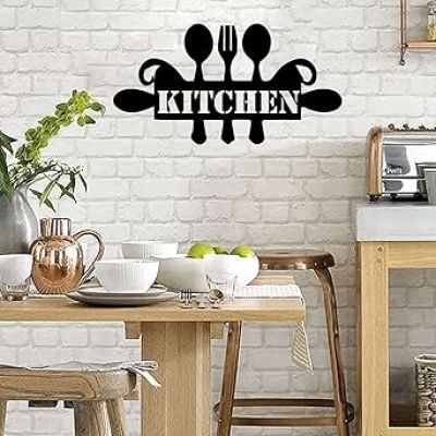 Kitchen Text Wall Hanging Utensils Cutout Design Kitchen Home Dining Room wall Decor