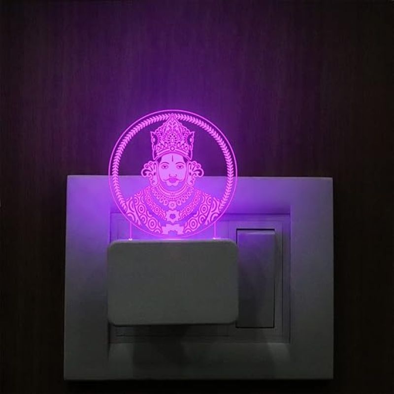 3D Illusion Khatu Shyam Ji Plug Night Lamp with 7 Color Changing Light Home & Temple Decor Lamp