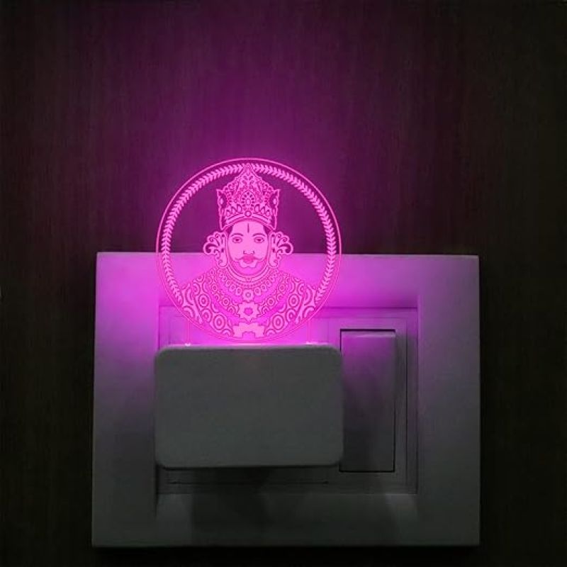 3D Illusion Khatu Shyam Ji Plug Night Lamp with 7 Color Changing Light Home & Temple Decor Lamp