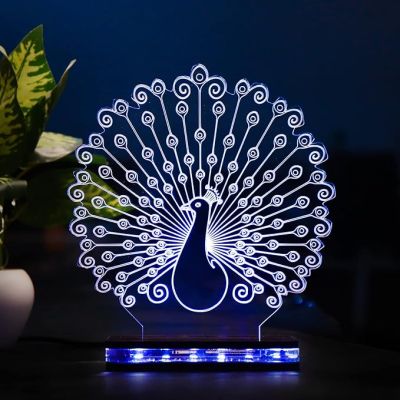 3D Optical Peacock Led Night Lamp 16 Color Changing Light with Remote Control Home Decor Lamp