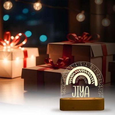 3D Illusion Personalized Rainbow Design Night Lamp with Warm White Light & Adapter Customized with Person Name Lamp Birthday Gift for Kids Friend Room Decor Lamp