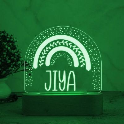 3D Illusion Personalized Rainbow Design Night Lamp with 7 Color Changing Light & Adapter Customized with Person Name Lamp Birthday Gift for Kids Friend Room Decor Lamp