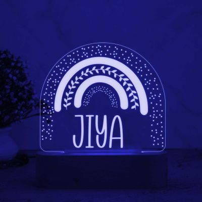 3D Illusion Personalized Rainbow Design Night Lamp with 7 Color Changing Light & Adapter Customized with Person Name Lamp Birthday Gift for Kids Friend Room Decor Lamp