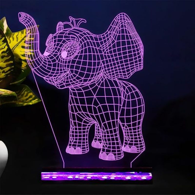 3D Optical Elephant Led Night Lamp 16 Color Changing Light with Remote Control Birthday Gift for Children