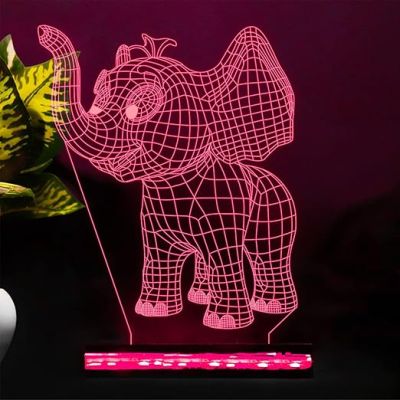 3D Optical Elephant Led Night Lamp 16 Color Changing Light with Remote Control Birthday Gift for Children
