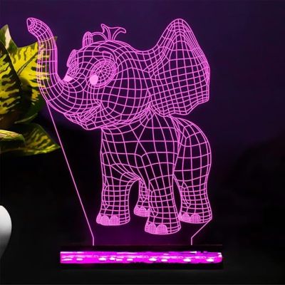 3D Optical Elephant Led Night Lamp 16 Color Changing Light with Remote Control Birthday Gift for Children