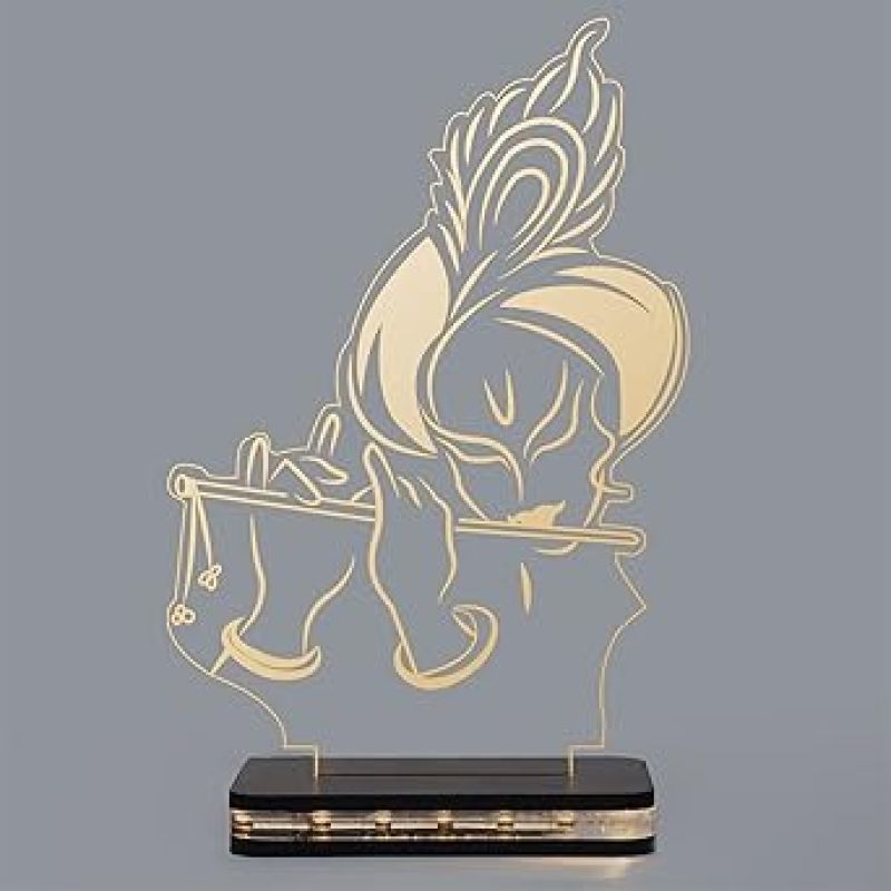 Lord Krishna Led Night Lamp with Warm White Color Temple Decor Lamp