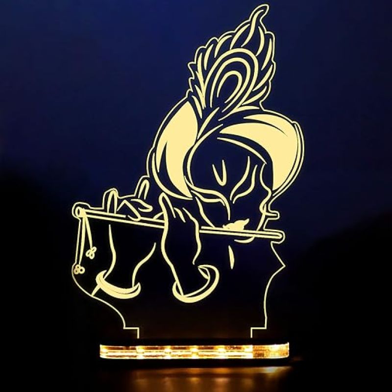 Lord Krishna Led Night Lamp with Warm White Color Temple Decor Lamp