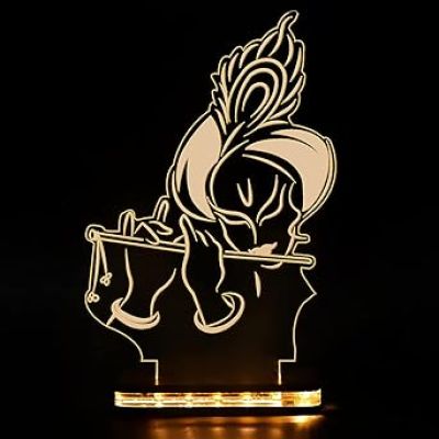 Lord Krishna Led Night Lamp with Warm White Color Temple Decor Lamp