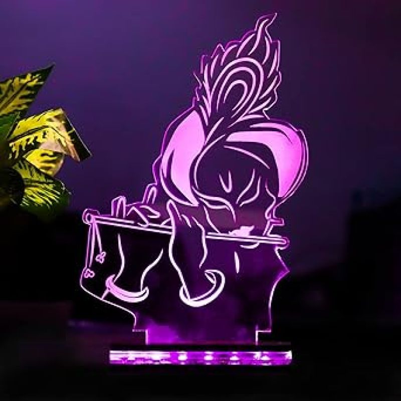 Lord Krishna Led Night Lamp 16 Color Changing Light with Remote Control Temple Decor Lamp