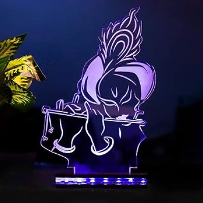 Lord Krishna Led Night Lamp 16 Color Changing Light with Remote Control Temple Decor Lamp