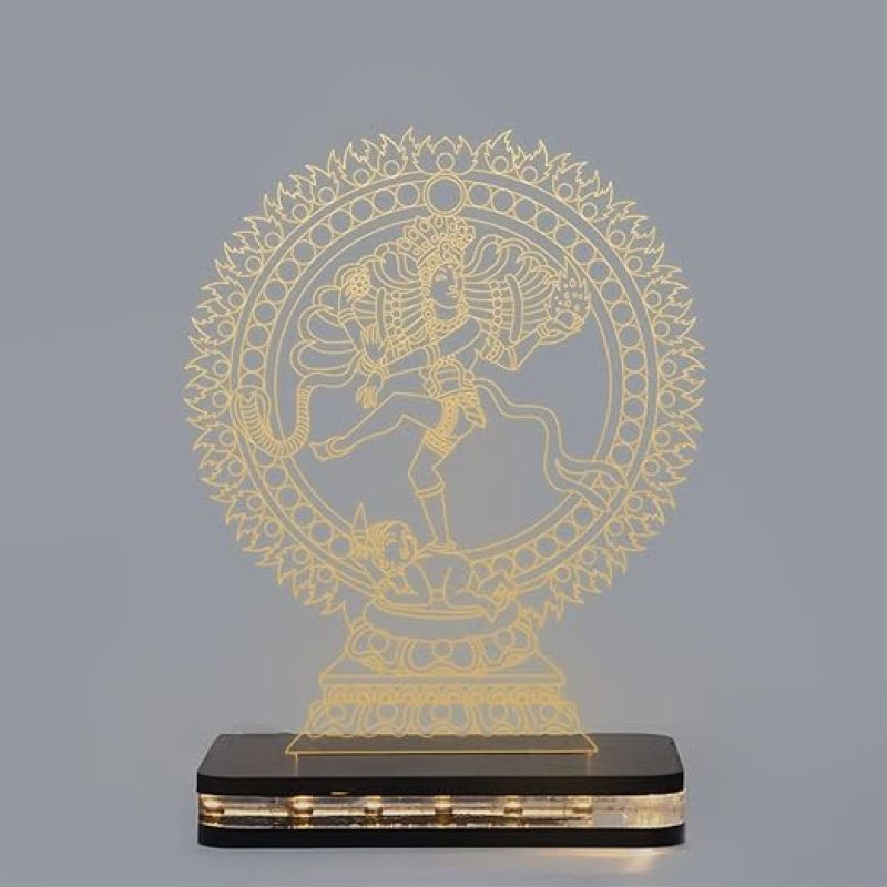 3D Illusion Shiva Natraj Led Night Lamp with Warm White Color Home Office Pooja Room Decor