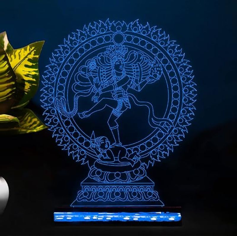3D Illusion Shiva Natraj Led Night Lamp 16 Color Changing Light with Remote Control Home Office Pooja Room Decor