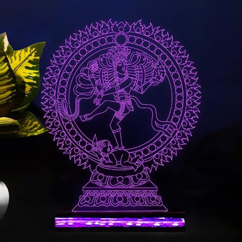3D Illusion Shiva Natraj Led Night Lamp 16 Color Changing Light with Remote Control Home Office Pooja Room Decor